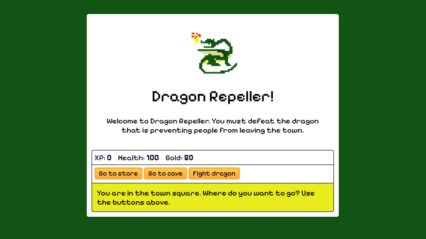 A screenshot of the UI of the Dragon Repeller RPG.